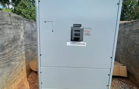 Siemens Switchgear: Main Breaker Unit Siemens electrical switchgear cabinet with main breaker, loaded for transport