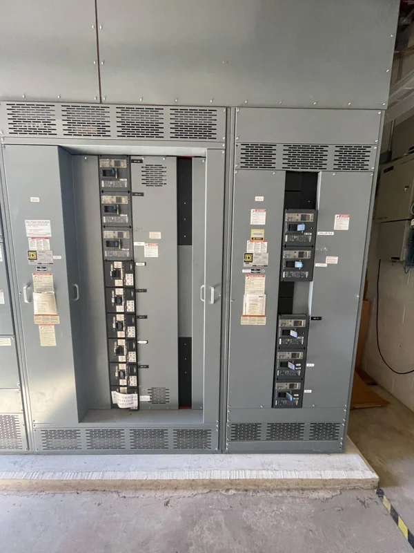 Commercial electrical panel Commercial electrical panel with multiple circuit breakers