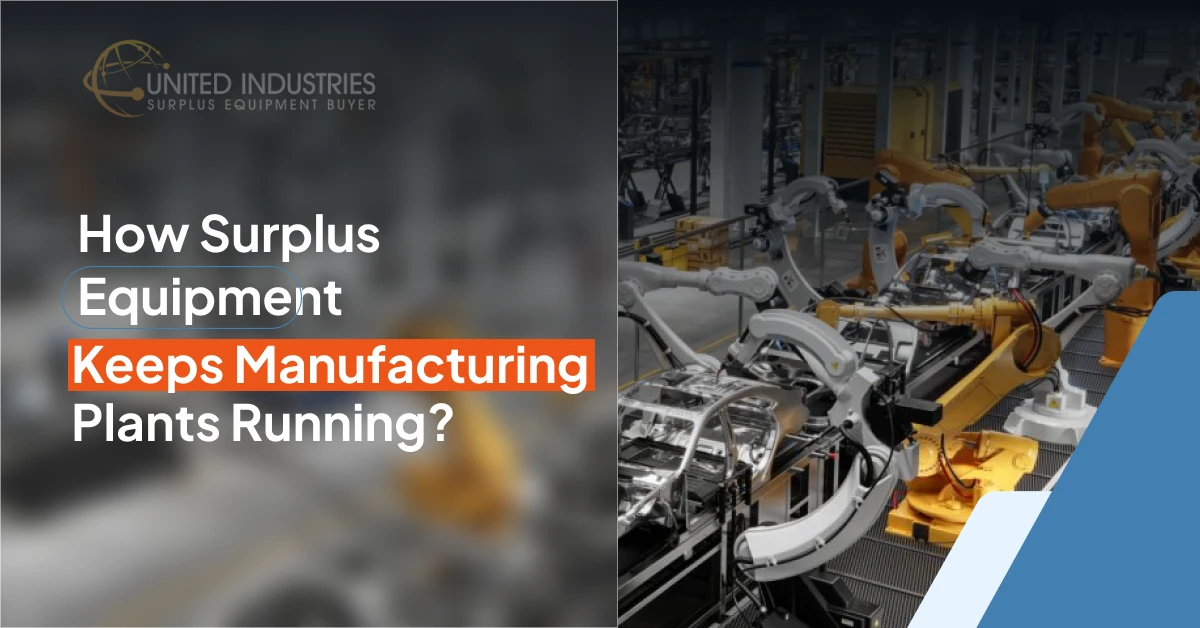 Surplus Equipment for Manufacturing Plants Automated robotic arms in a manufacturing plant, illustrating how United Industries VA's surplus equipment keeps operations running.