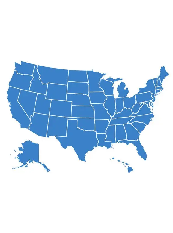 USA Electric Equipment Supply Network A blue map of the USA, representing the country's most reliable electric equipment supplies.