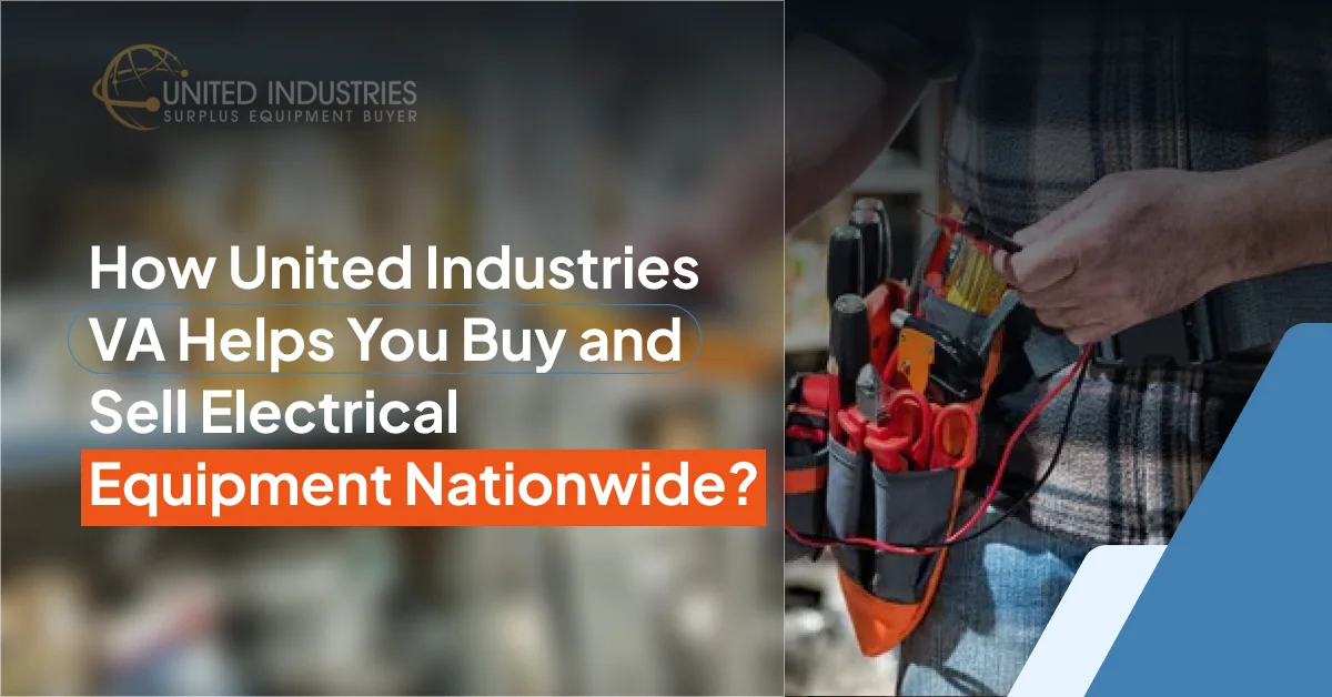 An electrician with a tool belt, including a multimeter and pliers, checking a device.