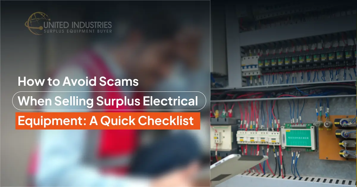 United Industries checklist for avoiding scams when selling surplus electrical equipment with industrial control panel.