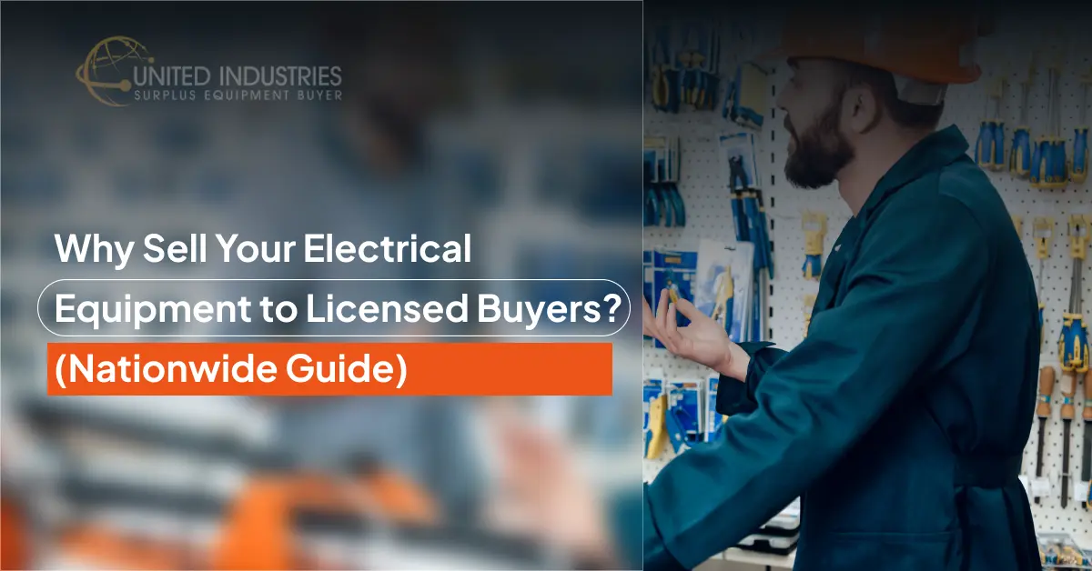 United Industries logo with text: Why Sell Your Electrical Equipment to Licensed Buyers? (Nationwide Guide).