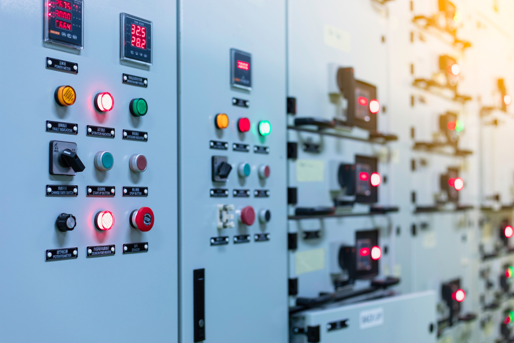 A Low Voltage motor control center cabinet in coal power plant. blurred for background.